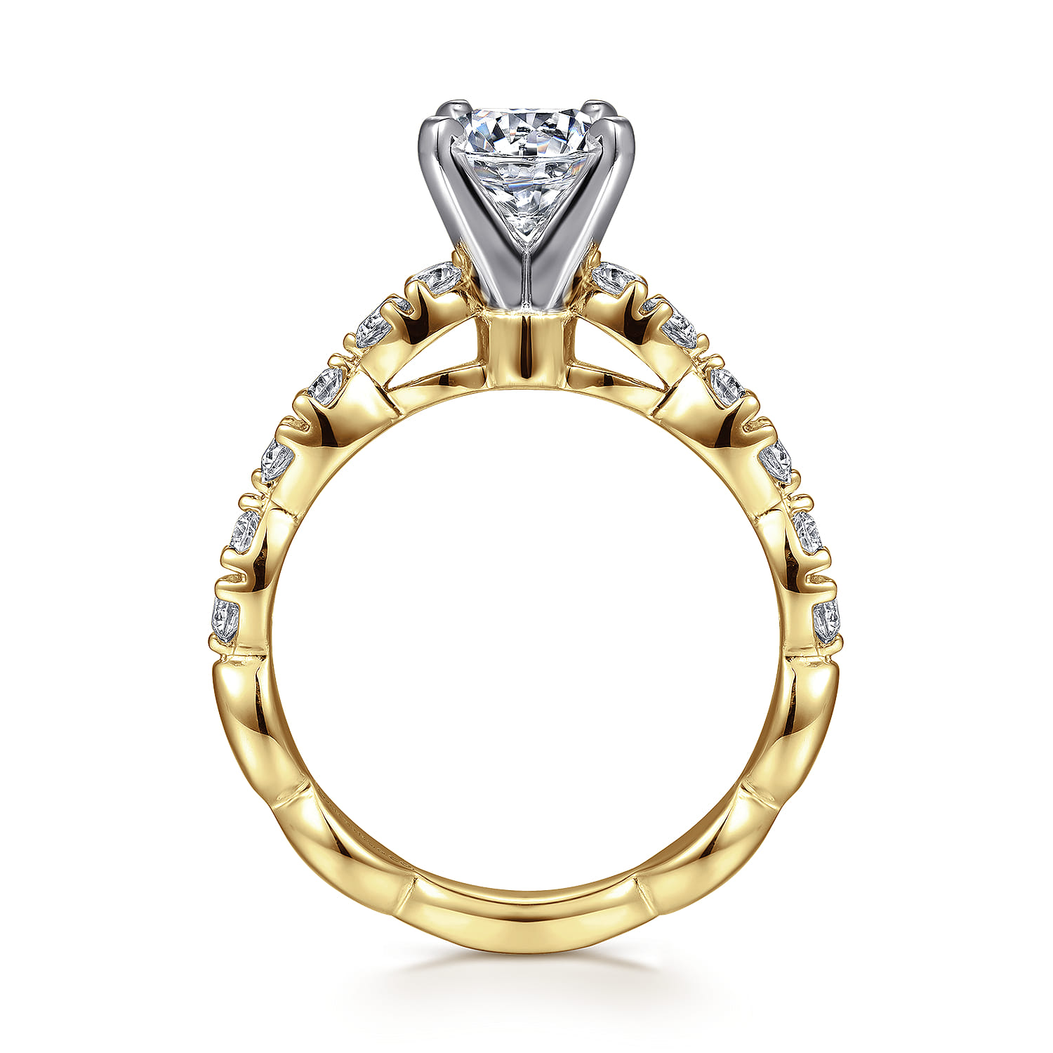 Rowan - 14K White-Yellow Gold Round Diamond Engagement Ring - 0.45 ct - Shot 2