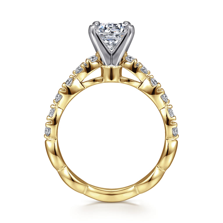 Rowan - 14K White-Yellow Gold Round Diamond Engagement Ring - 0.45 ct - Shot 2