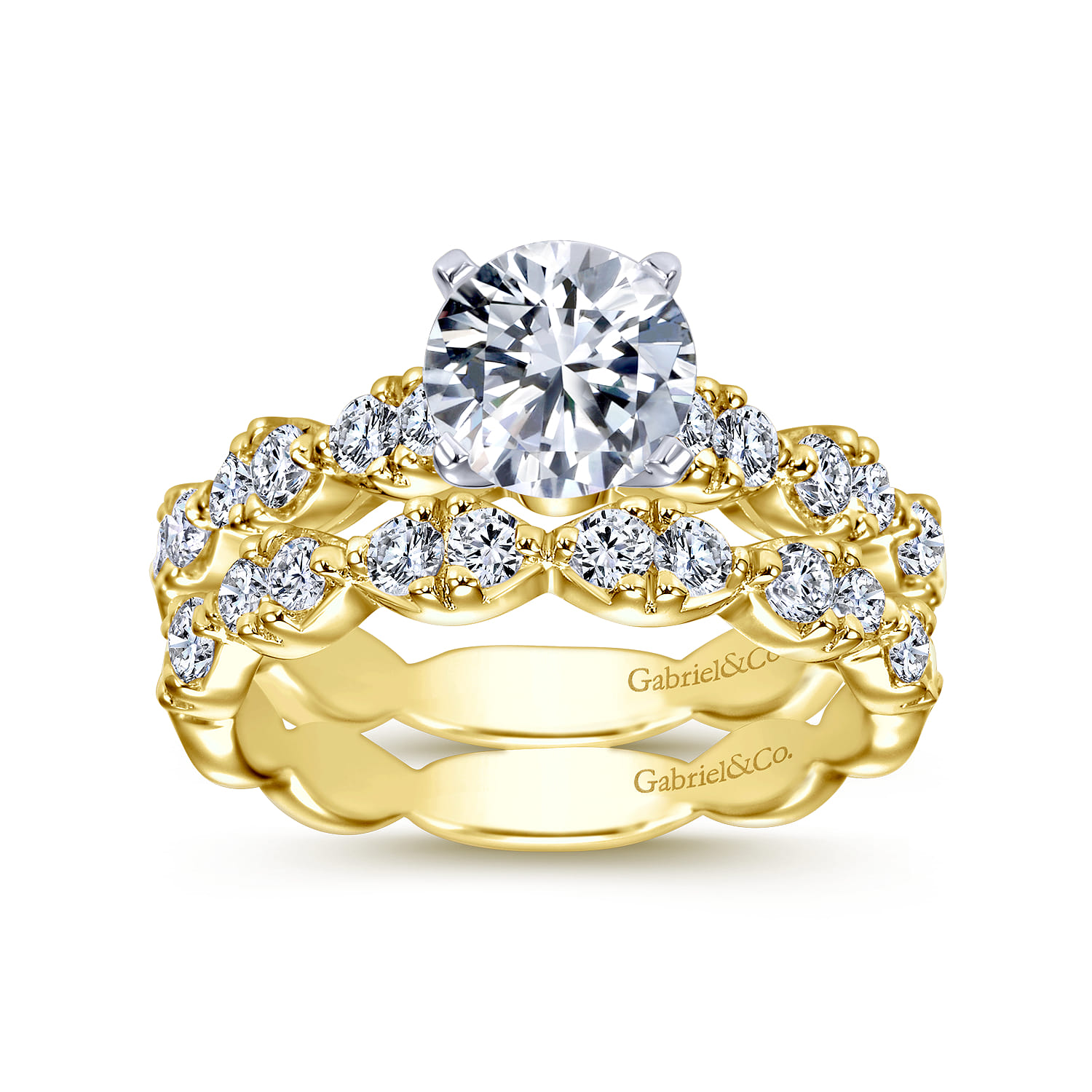 Rowan - 14K White-Yellow Gold Round Diamond Engagement Ring - 0.45 ct - Shot 4