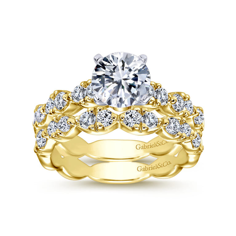 Rowan - 14K White-Yellow Gold Round Diamond Engagement Ring - 0.45 ct - Shot 4