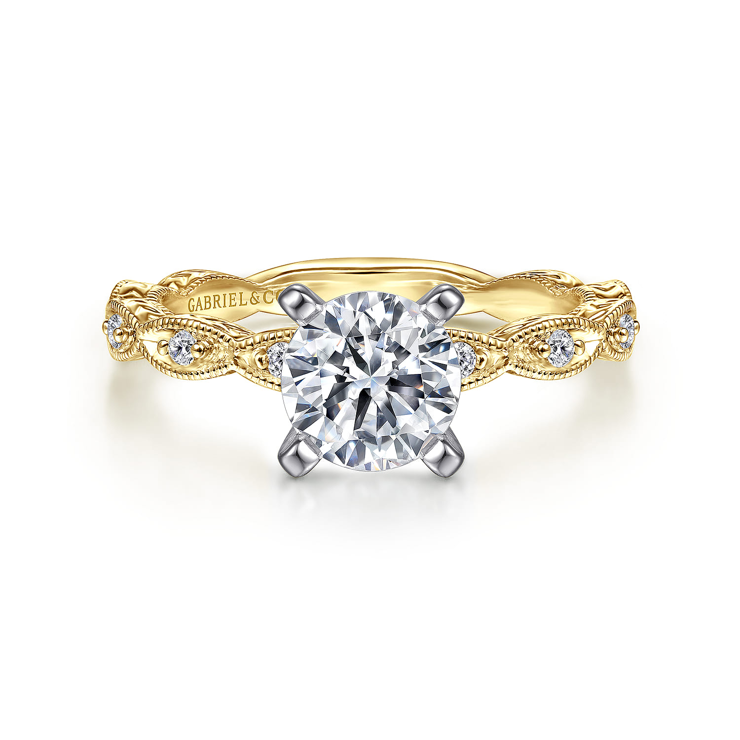 Sadie - 14K Yellow Gold Round Diamond Engagement Ring - 0.12 ct - Shot 1