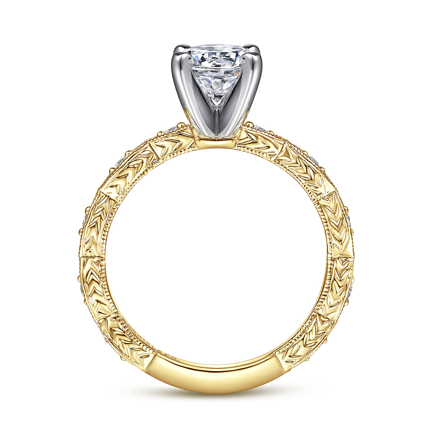 Sadie - 14K Yellow Gold Round Diamond Engagement Ring - 0.12 ct - Shot 2