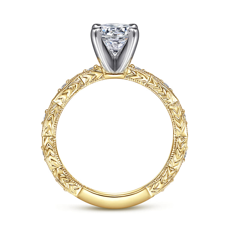 Sadie - 14K Yellow Gold Round Diamond Engagement Ring - 0.12 ct - Shot 2