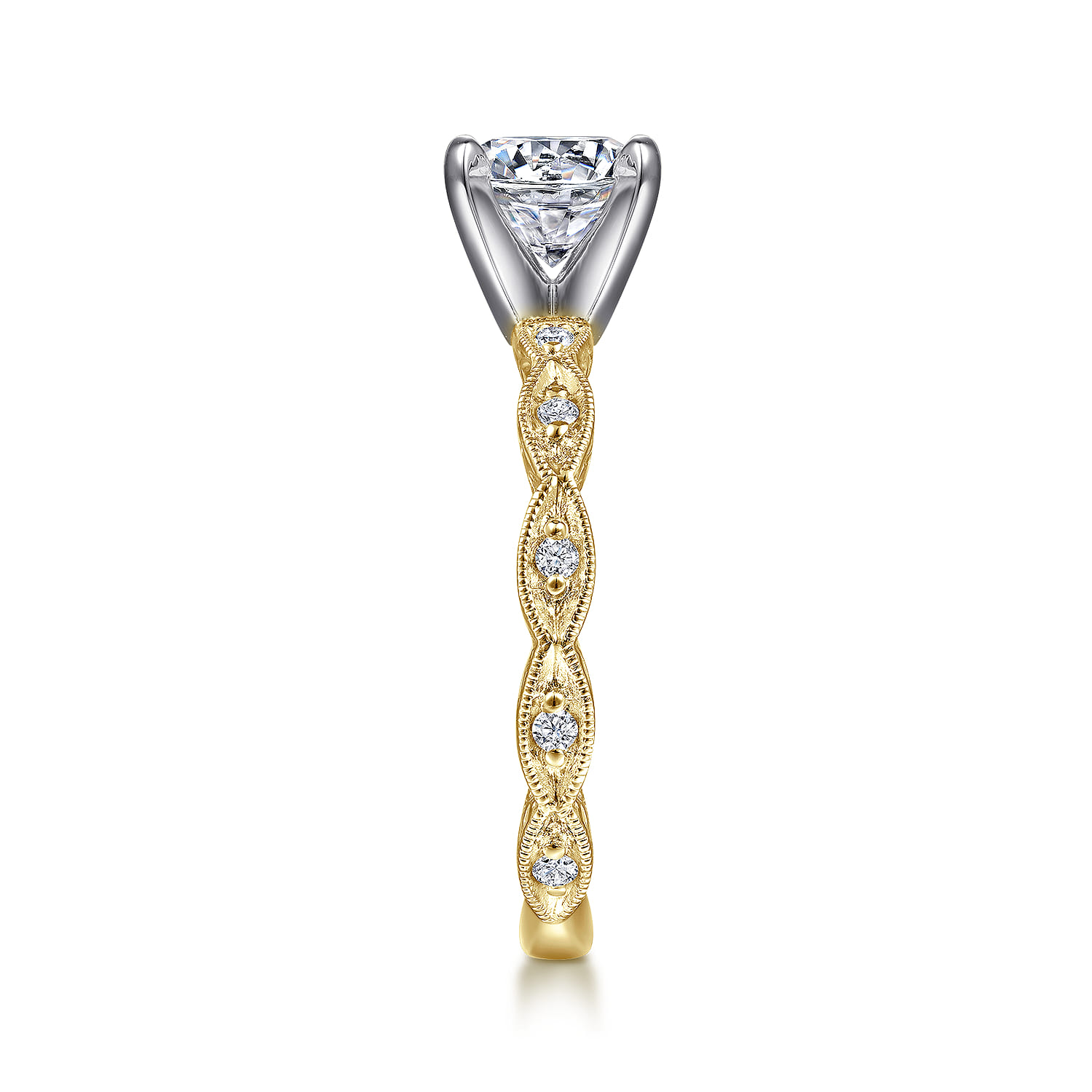 Sadie - 14K Yellow Gold Round Diamond Engagement Ring - 0.12 ct - Shot 5