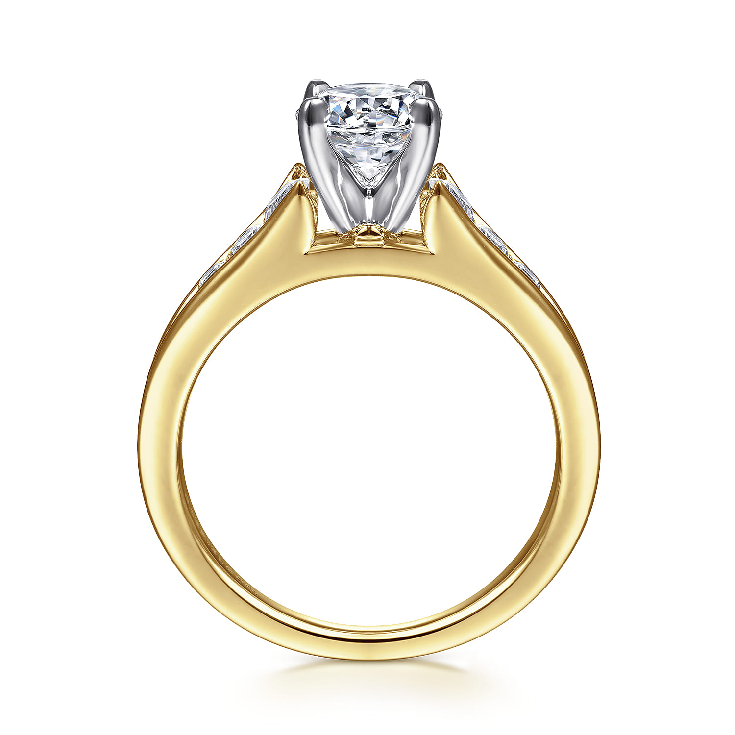 Nicola - 14K White-Yellow Gold Round Diamond Channel Set Engagement Ring - 0.46 ct - Shot 2