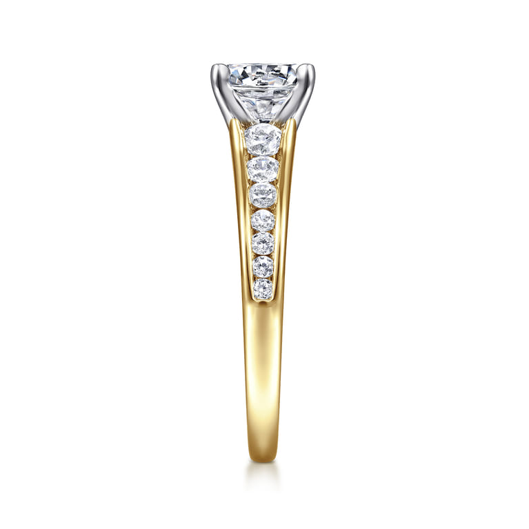 Nicola - 14K White-Yellow Gold Round Diamond Channel Set Engagement Ring - 0.46 ct - Shot 5