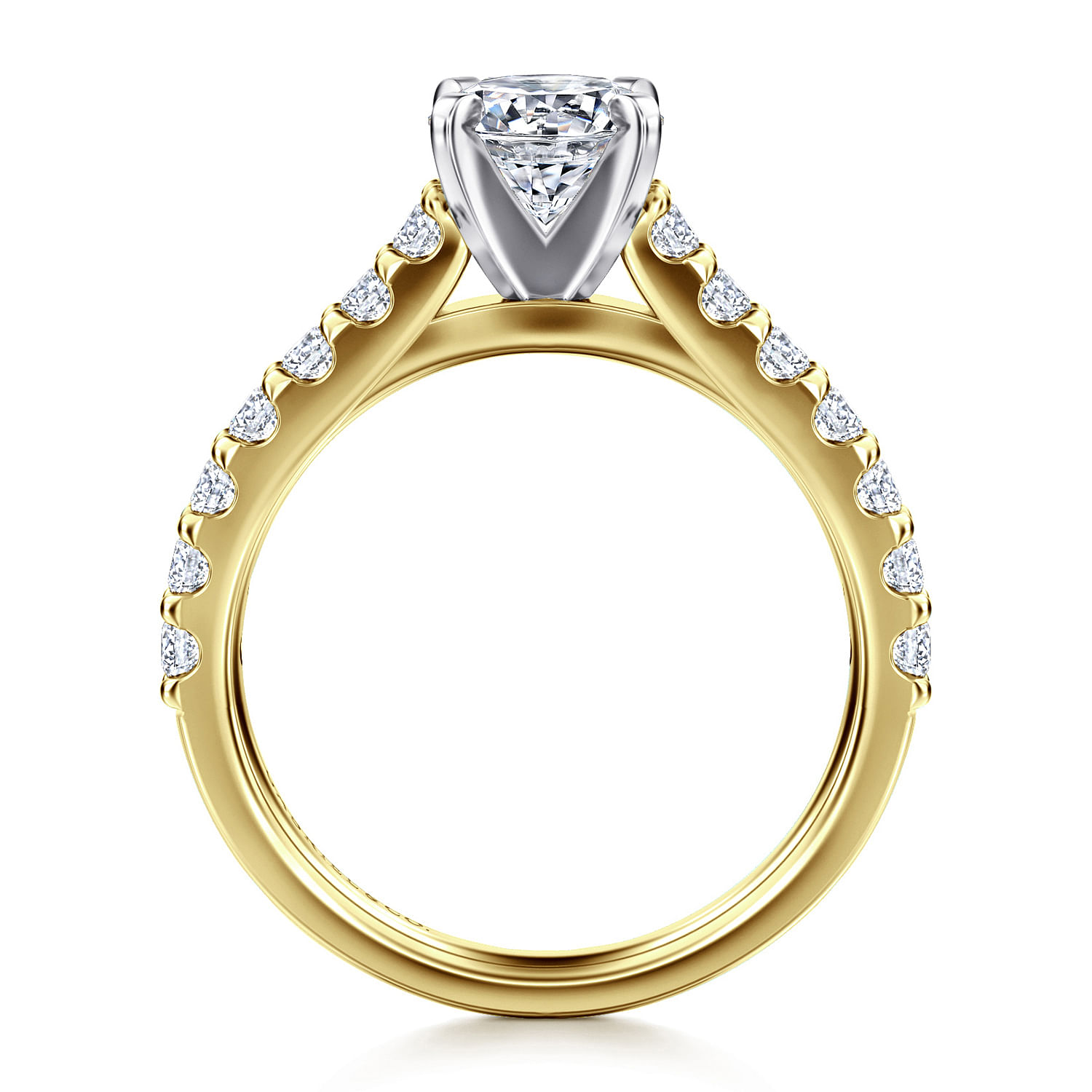 Misty - 14K Yellow and White Gold Round Diamond Engagement Ring - 0.53 ct - Shot 2