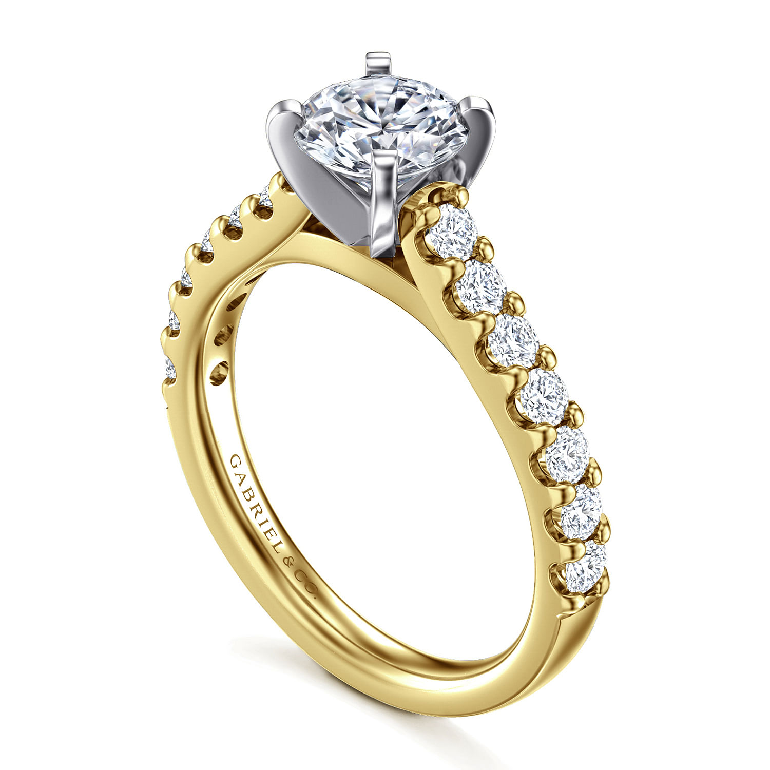 Misty - 14K Yellow and White Gold Round Diamond Engagement Ring - 0.53 ct - Shot 3