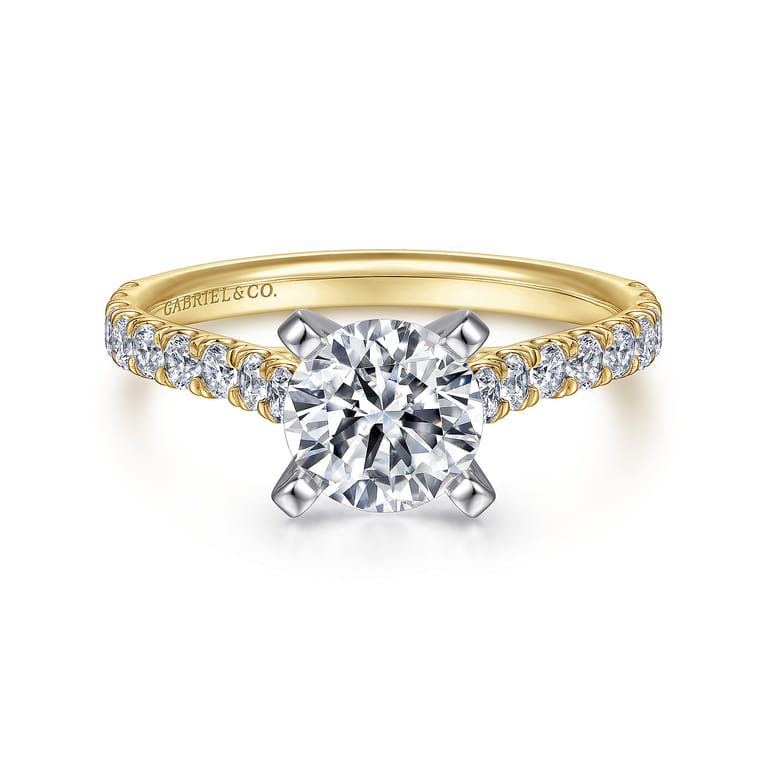 Erica - 14K White-Yellow Gold Round Diamond Engagement Ring - 0.51 ct - Shot 1