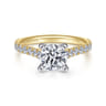 Erica - 14K White-Yellow Gold Round Diamond Engagement Ring - 0.51 ct