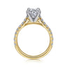 Erica - 14K White-Yellow Gold Round Diamond Engagement Ring - 0.51 ct