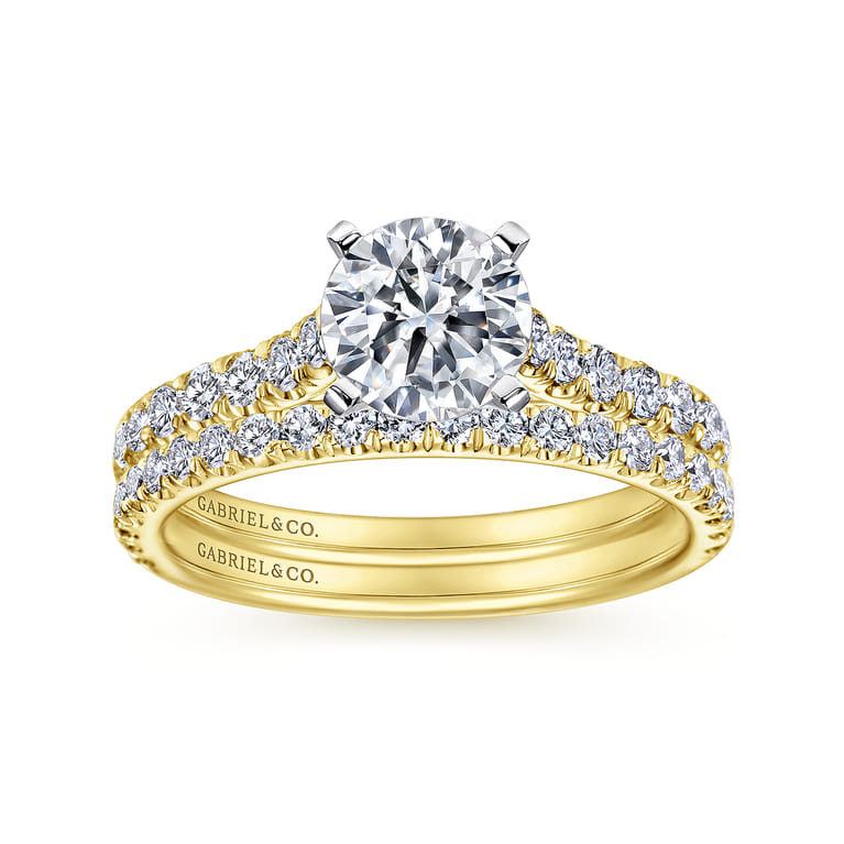 Erica - 14K White-Yellow Gold Round Diamond Engagement Ring - 0.51 ct - Shot 4