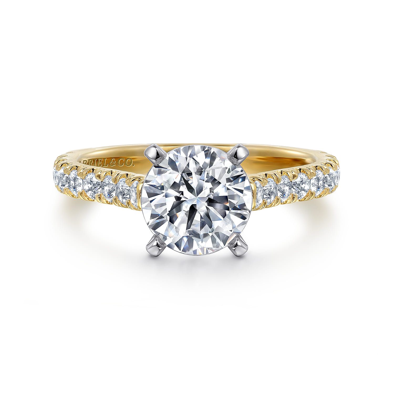 Erica - 14K White-Yellow Gold Round Diamond Engagement Ring - 0.51 ct - Shot 1