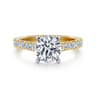 Erica - 14K White-Yellow Gold Round Diamond Engagement Ring - 0.51 ct