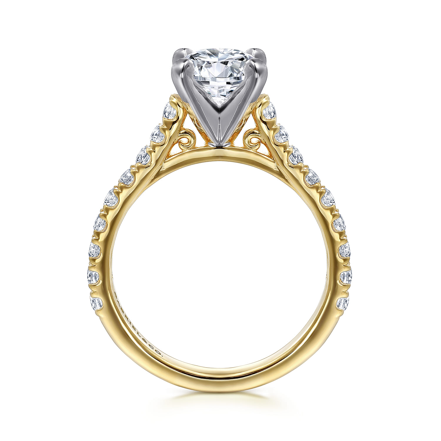 Erica - 14K White-Yellow Gold Round Diamond Engagement Ring - 0.51 ct - Shot 2