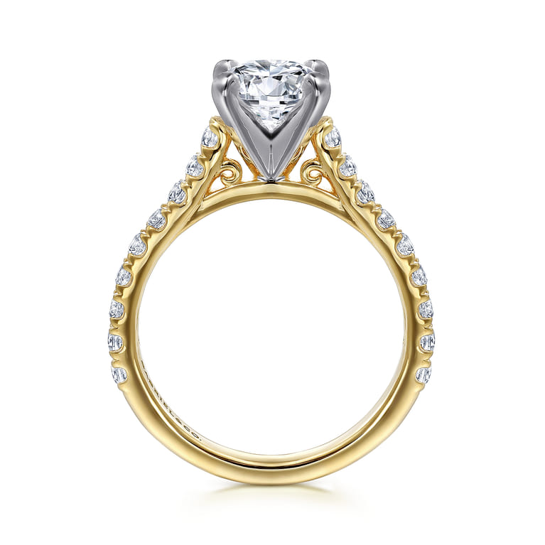 Erica - 14K White-Yellow Gold Round Diamond Engagement Ring - 0.51 ct - Shot 2