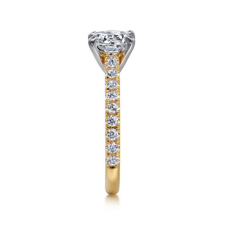 Erica - 14K White-Yellow Gold Round Diamond Engagement Ring - 0.51 ct - Shot 4