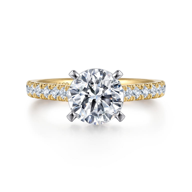 Erica - 14K White-Yellow Gold Round Diamond Engagement Ring - 0.51 ct - Shot 1
