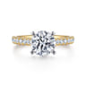 Erica - 14K White-Yellow Gold Round Diamond Engagement Ring - 0.51 ct