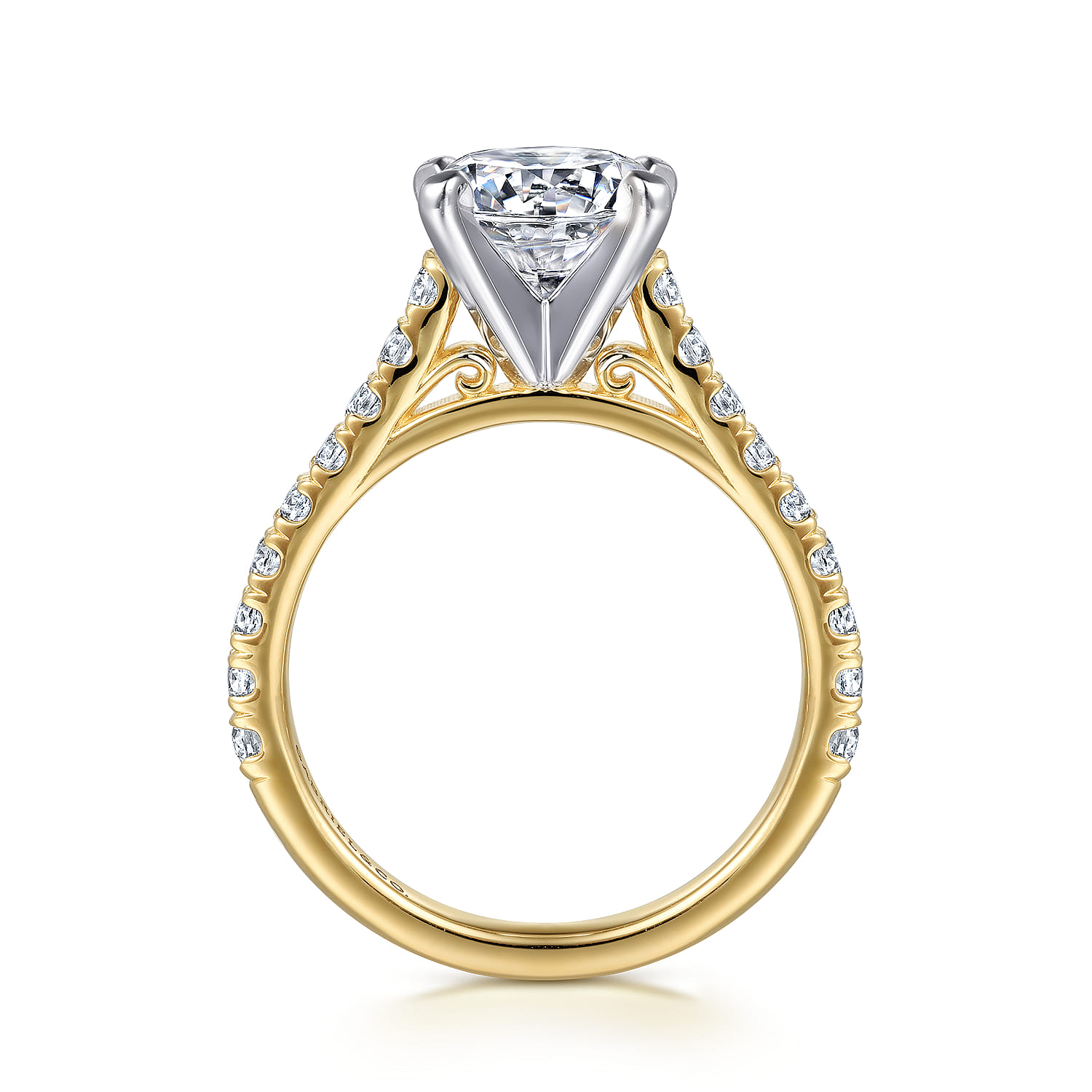 Erica - 14K White-Yellow Gold Round Diamond Engagement Ring - 0.51 ct - Shot 2