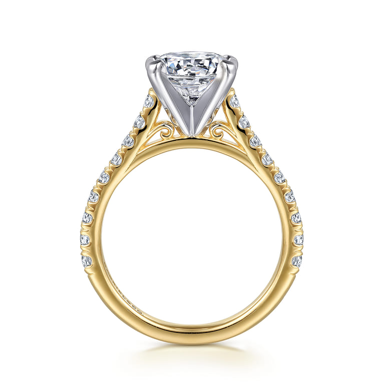 Erica - 14K White-Yellow Gold Round Diamond Engagement Ring - 0.51 ct - Shot 2