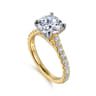 Erica - 14K White-Yellow Gold Round Diamond Engagement Ring - 0.51 ct