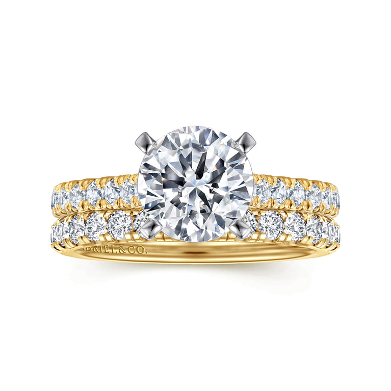 Erica - 14K White-Yellow Gold Round Diamond Engagement Ring - 0.51 ct - Shot 4