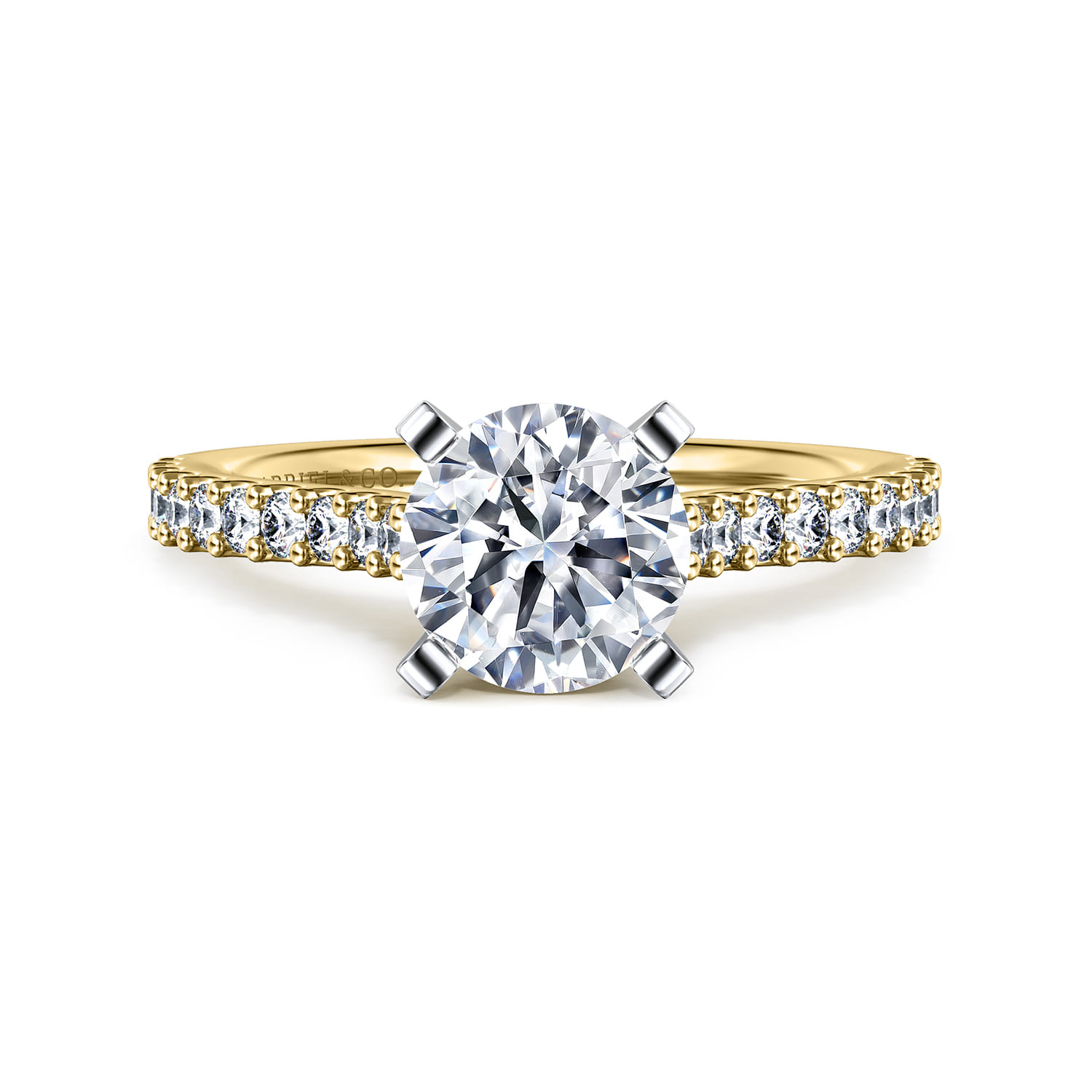 Shanna - 14K White-Yellow Gold Round Diamond Engagement Ring - 0.3 ct - Shot 1