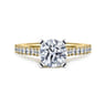 Shanna - 14K White-Yellow Gold Round Diamond Engagement Ring - 0.3 ct