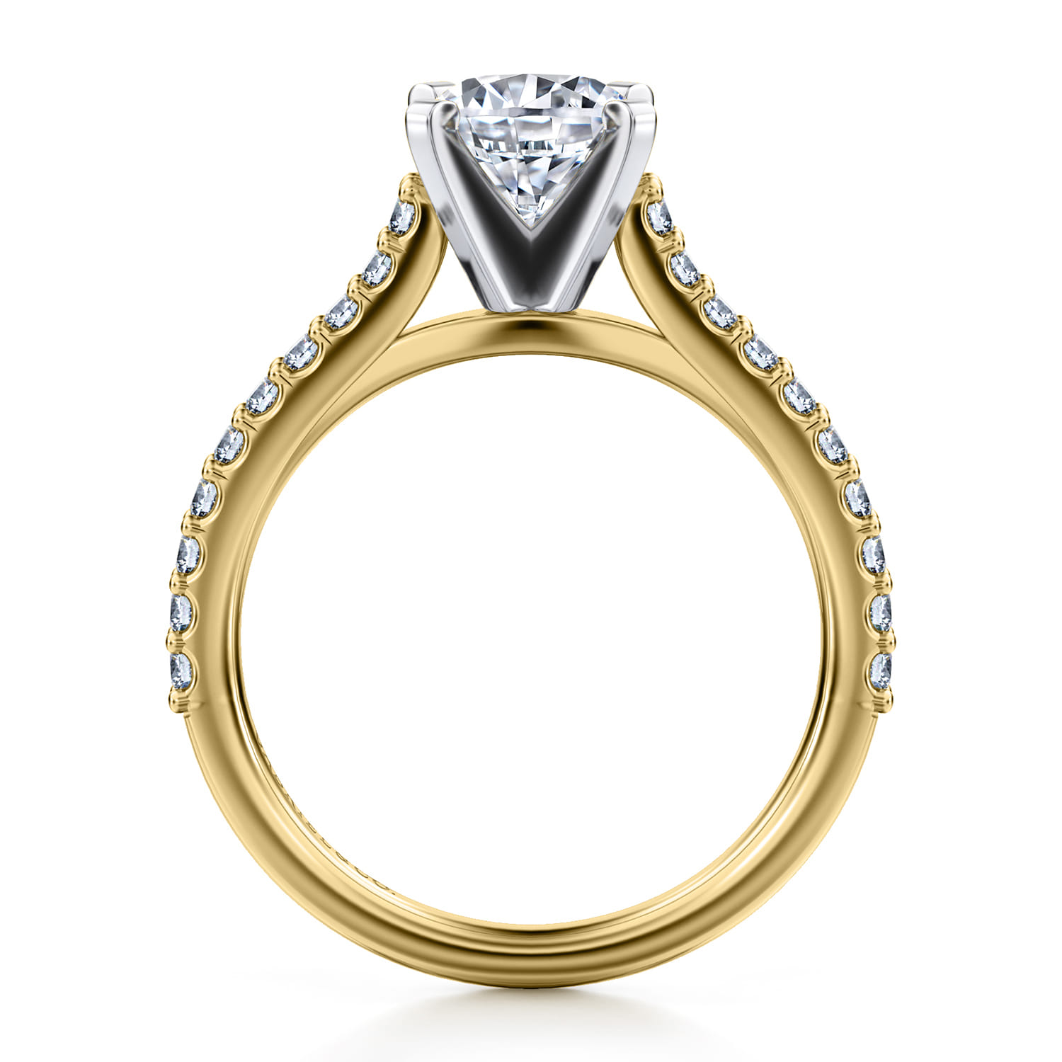Shanna - 14K White-Yellow Gold Round Diamond Engagement Ring - 0.3 ct - Shot 2
