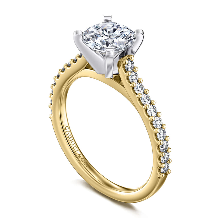Shanna - 14K White-Yellow Gold Round Diamond Engagement Ring - 0.3 ct - Shot 3