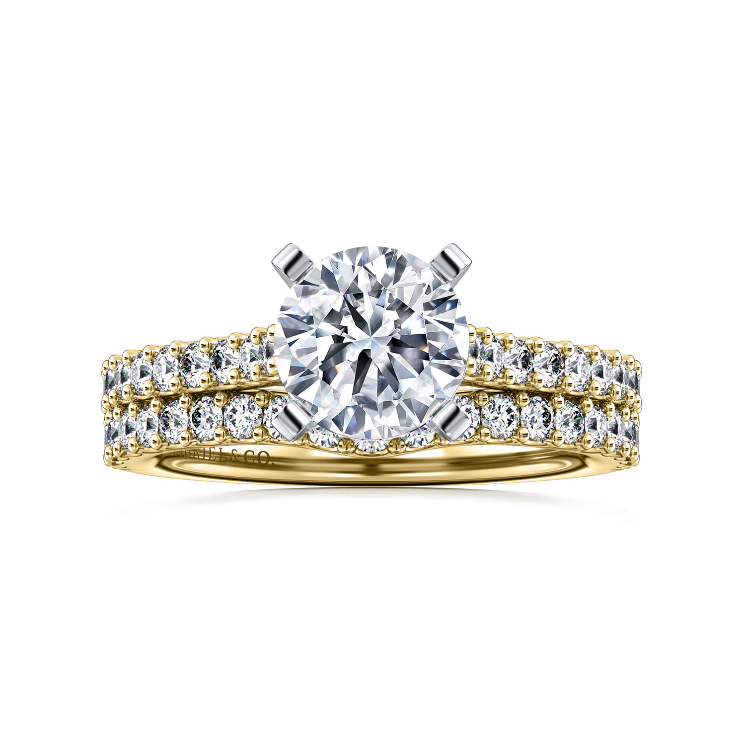 Shanna - 14K White-Yellow Gold Round Diamond Engagement Ring - 0.3 ct - Shot 4