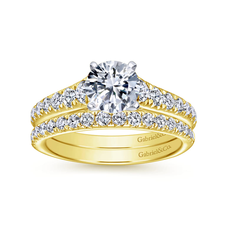 Bridget - 14K White-Yellow Gold Round Diamond Engagement Ring - 0.5 ct - Shot 4