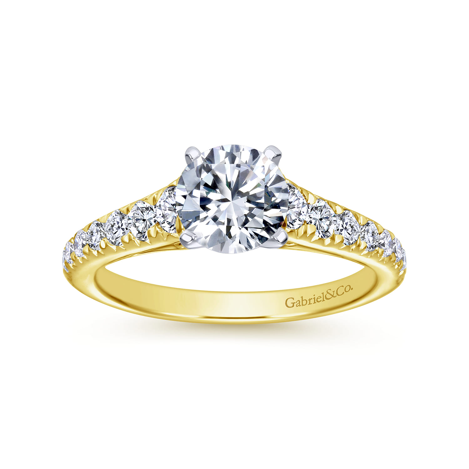Bridget - 14K White-Yellow Gold Round Diamond Engagement Ring - 0.5 ct - Shot 5