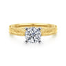 Maura - Vintage Inspired 14K White-Yellow Gold Round Solitaire Engagement Ring
