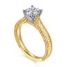 Maura - Vintage Inspired 14K White-Yellow Gold Round Solitaire Engagement Ring