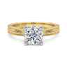 Maura - Vintage Inspired 14K White-Yellow Gold Round Solitaire Engagement Ring