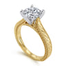 Maura - Vintage Inspired 14K White-Yellow Gold Round Solitaire Engagement Ring