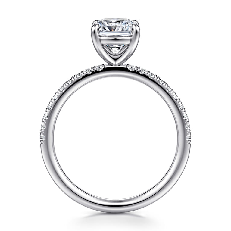 Twain - 18K White Gold Cushion Cut Diamond Engagement Ring - 0.2 ct - Shot 2