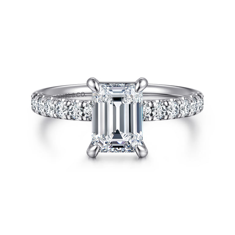 Winslow - 18K White Gold Emerald Cut Diamond Engagement Ring - 0.35 ct - Shot 1