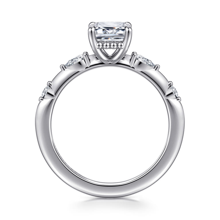 Carinna - 18K White Gold Emerald Cut Diamond Engagement Ring - 0.23 ct - Shot 2