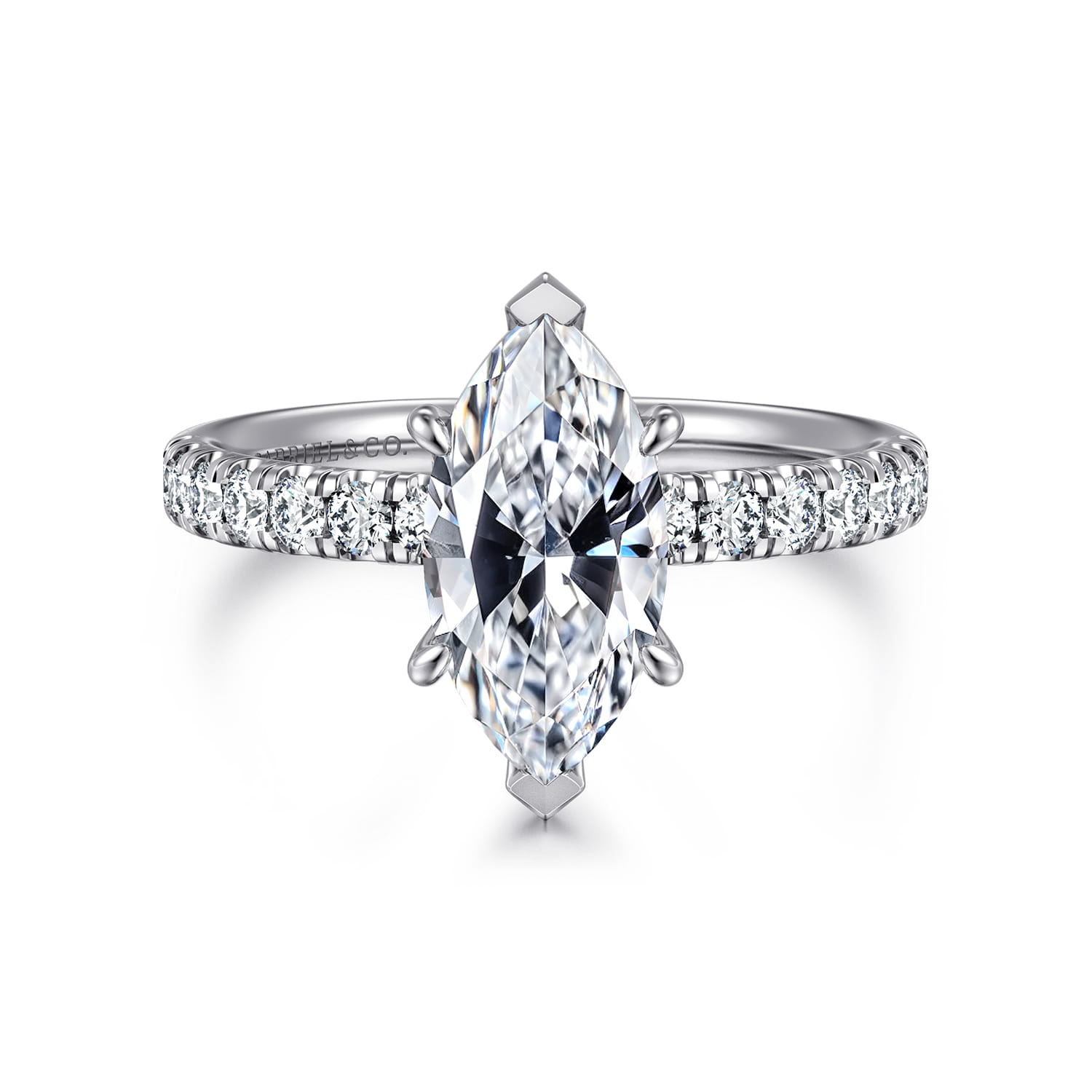 Winslow - 18K White Gold Marquise Shape Diamond Engagement Ring - 0.35 ct - Shot 1