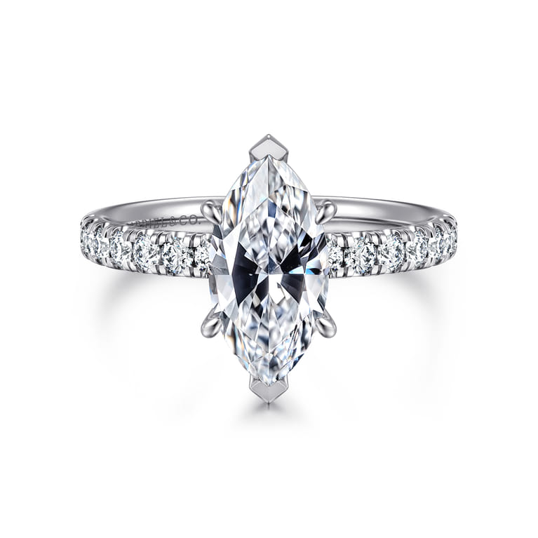 Winslow - 18K White Gold Marquise Shape Diamond Engagement Ring - 0.35 ct - Shot 1