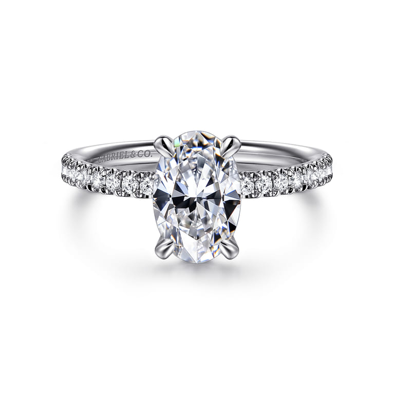 Twain - 18K White Gold Oval Diamond Engagement Ring - 0.2 ct - Shot 1