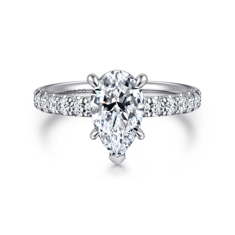 Winslow - 18K White Gold Pear Shape Diamond Engagement Ring - 0.35 ct - Shot 1