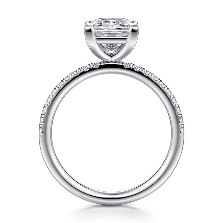 Twain - 18K White Gold Princess Cut Diamond Engagement Ring - 0.2 ct - Shot 2