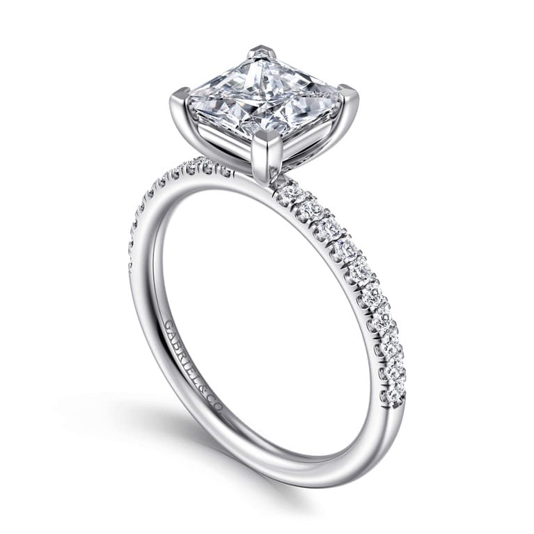 Twain - 18K White Gold Princess Cut Diamond Engagement Ring - 0.2 ct - Shot 3