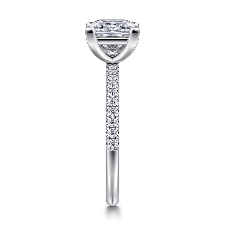 Twain - 18K White Gold Princess Cut Diamond Engagement Ring - 0.2 ct - Shot 4