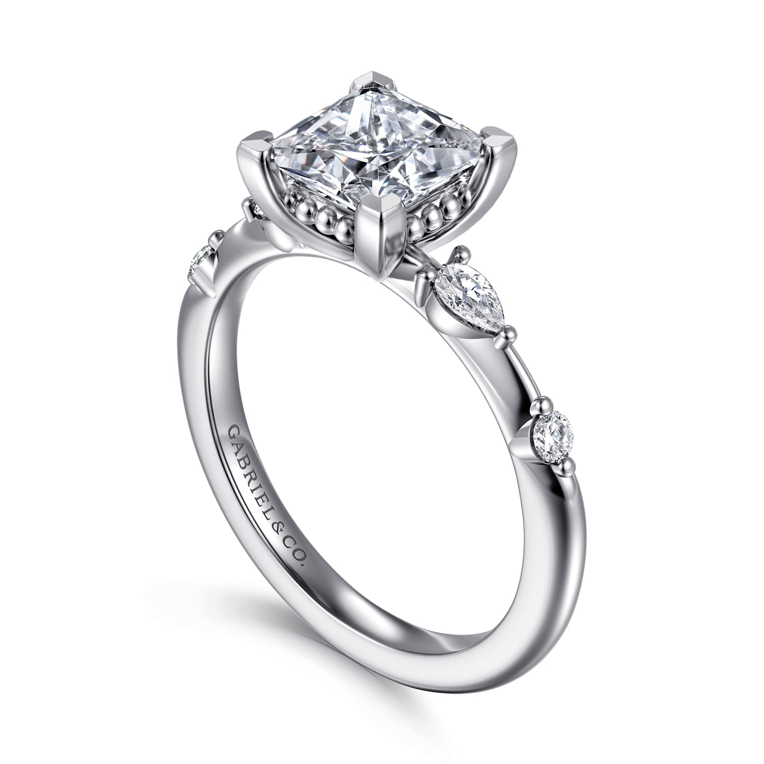 Carinna - 18K White Gold Princess Cut Diamond Engagement Ring - 0.23 ct - Shot 3