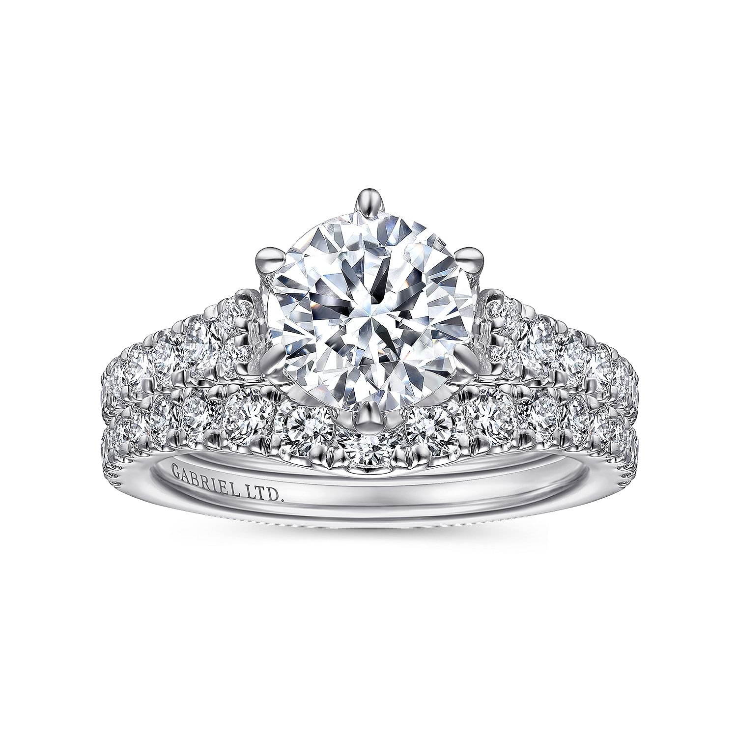 Prism - Vintage Inspired 18K White Gold Round Diamond Engagement Ring - 0.58 ct - Shot 4